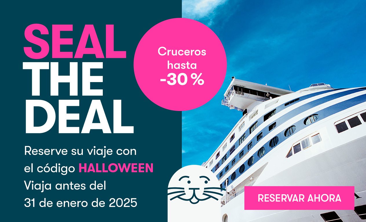 Cruceros hasta -30%
Reserve su viaje con el codico HALLOWEEN
Viaja anter del 31 de enero  de 2025