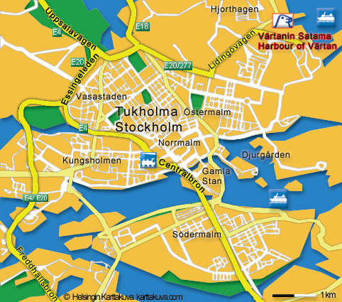 Siehe Anfahrtsbeschreibung vom Hafen in Värtan